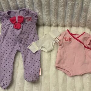 American Girl Bitty Baby Purple Polka Dot Footie with Pink Bow